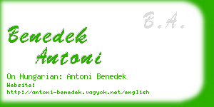 benedek antoni business card